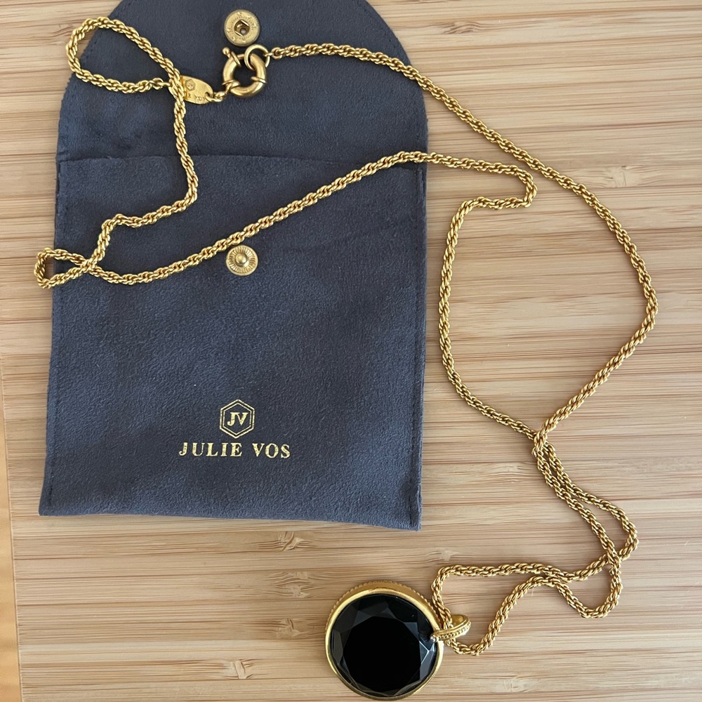 Julie Vos Gold and Black Reversible Pendant Necklace